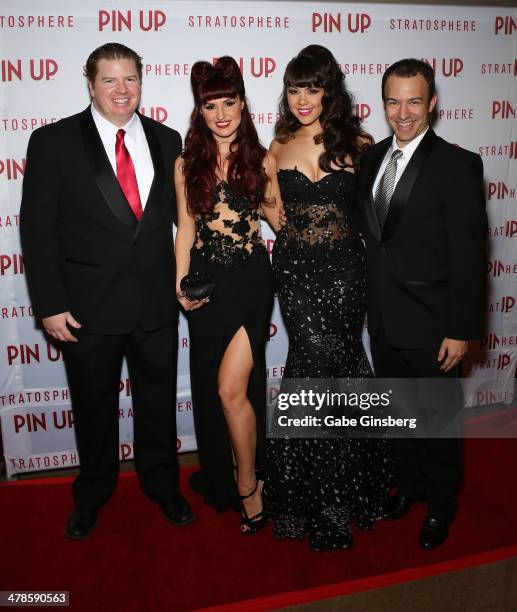 Producer of Pin Up Chris Townsend, singer Lisa Marie, model Claire Sinclair and director of Pin Up Drew DiCostanzo arrive at the anniversary...