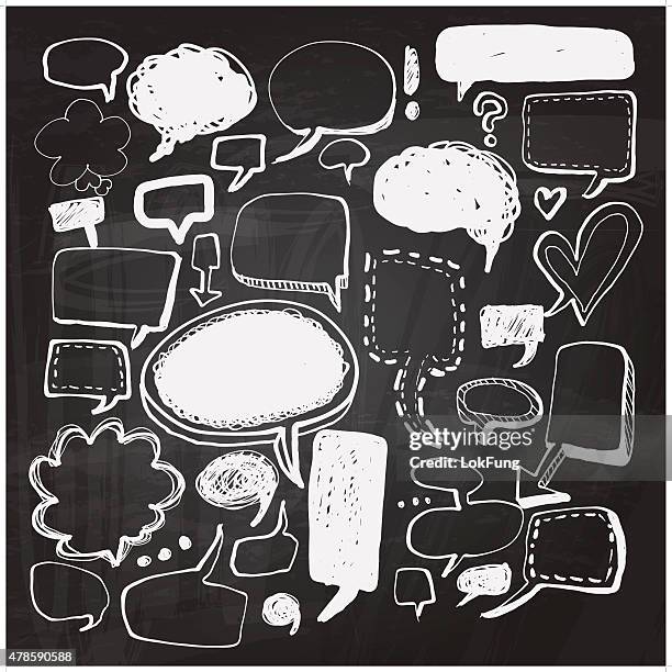 comics speech and thought bubbles - chalk drawing stock illustrations