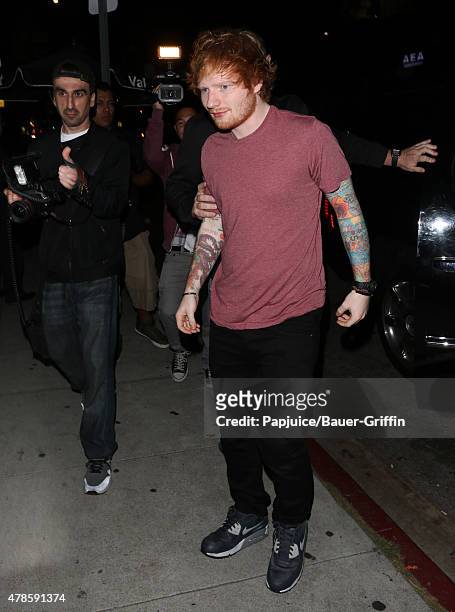 Ed Sheeran is seen at The Nice Guy lounge on June 25, 2015 in Los Angeles, California.
