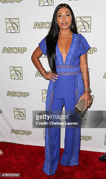 Singer Melanie Fiona arrives at the 28th annual ASCAP rhythm and sould music awards at The Beverly Hilton hotel on June 25, 2015 in Beverly Hills,...