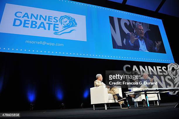 Sir Martin Sorrell and Al Gore in conversation during the WPP seminar as part of the Cannes Lions International Festival of Creativity on June 26,...