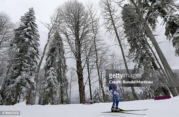 Ihor Reptyukh of Ukraine competes in the Men's 15km Standing Biathlon during day seven of Sochi 2014 Paralympic Winter Games at Laura Cross-country...