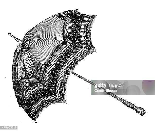 ilustrações, clipart, desenhos animados e ícones de moda roupas e penteado modelos da década de 1800. - parasol