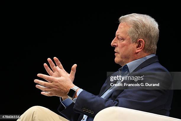Al Gore talks on stage during the WPP seminar as part of the Cannes Lions International Festival of Creativity on June 26, 2015 in Cannes, France.