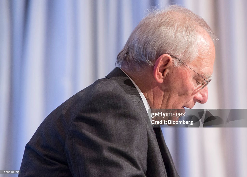 Germany's Finance Minister Wolfgang Schaeuble Speaks At The 2015 IIF Europe Summit