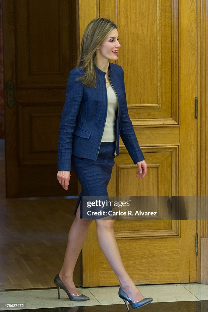 Princess Letizia of Spain Attends Audiences at Zarzuela Palace