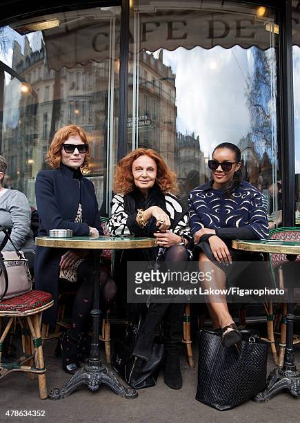 Style Editor, Jessica Joffe, fashion designer Diane von Furstenberg and DVF Global Brand Ambassador, Brittany Hampton are photographed for Madame...