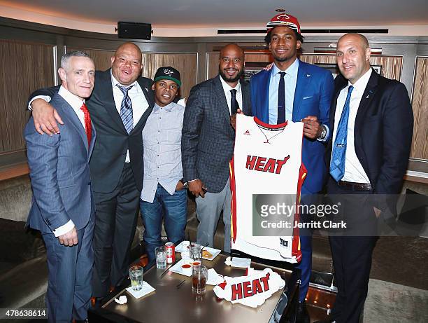 Michael Yormark, Shawn Pecas, Tyran "Ty Ty" Smith, Juan Perez, NBA first round draft pick Justise Winslow, Miami Heat and Rich Kleiman attend Roc...