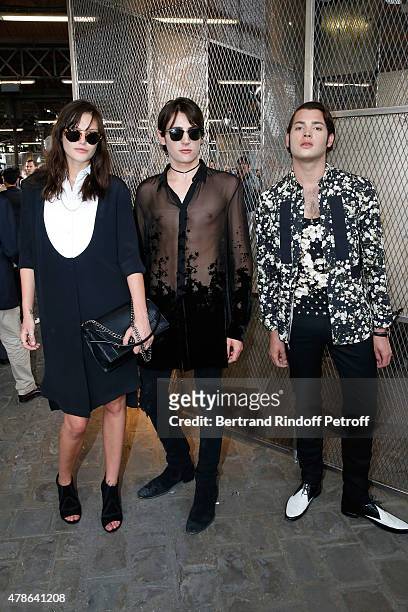 Model Catherine McNeil, Harry Brant and his Brother Peter Brant attend the Givenchy Menswear Spring/Summer 2016 show as part of Paris Fashion Week on...