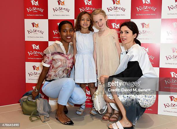 Susan Bender and Lara Bohinc with their children attending a tea party to celebrate the launch of KidZania London at Westfield London on June 26,...
