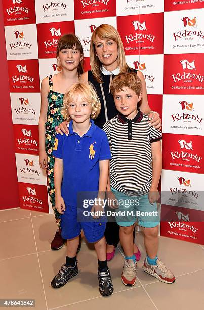 Fay Ripley with daughter Parker, son Sonny and friend attending a tea party to celebrate the launch of KidZania London at Westfield London on June...