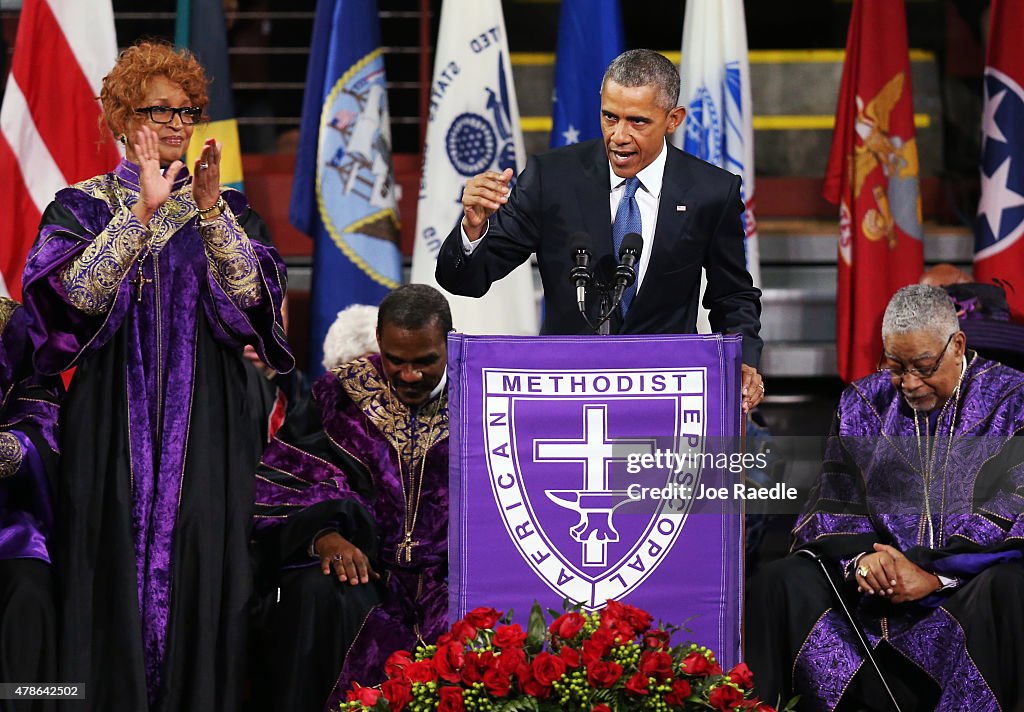President Obama Joins Mourners At Funeral Of Rev. Clementa Pinckney