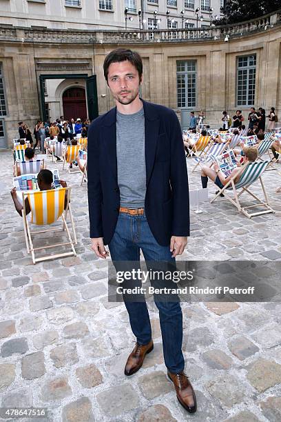 Actor Raphael Personnaz attends the Berluti Menswear Spring/Summer 2016 show as part of Paris Fashion Week. Held at Musee Picasso on June 26, 2015 in...