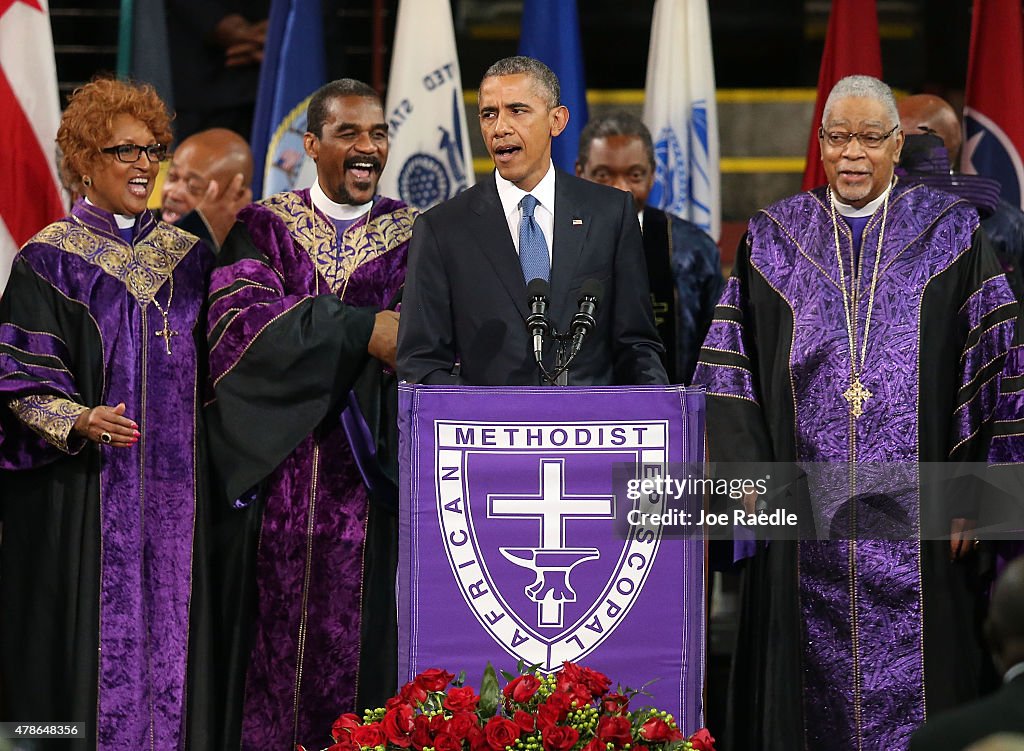 President Obama Joins Mourners At Funeral Of Rev. Clementa Pinckney
