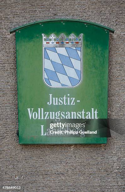 Sign next to the entrance of the Landsberg prison, where Uli Hoeness will presumably serve his sentence, is seen after the announcement by Uli...