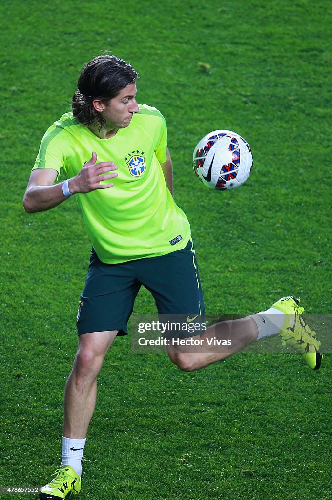 Brazil Press Conference & Training - 2015 Copa America Chile