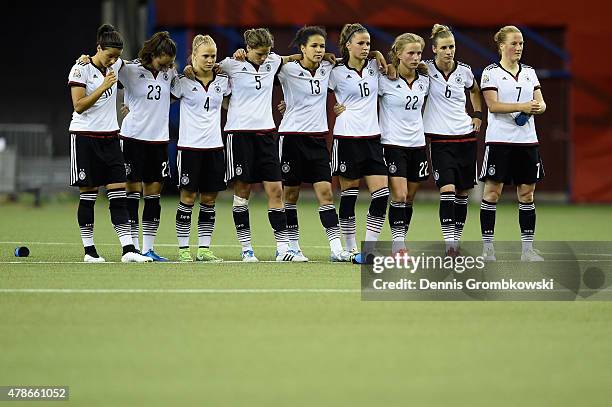 Germany team lines up for penalty shootout during the FIFA Women's World Cup Canada 2015 Quarter Final match between Germany and France at Olympic...