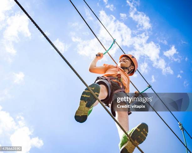 adventure park fun - rope stock pictures, royalty-free photos & images