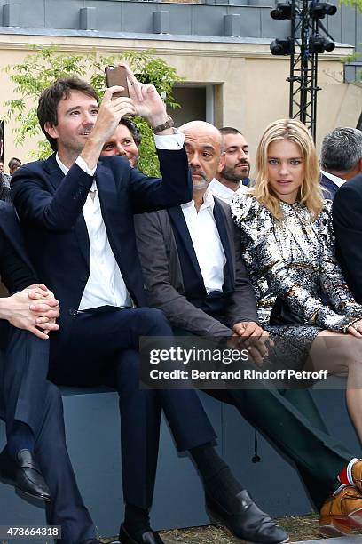 General manager of Berluti Antoine Arnault, Christian Louboutin and Model Natalia Vodianova attend the Berluti Menswear Spring/Summer 2016 show as...