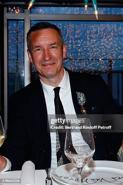 Designer Dries van Notten attends the Dinner for Honored Designer Driess Van Notten Officier des Arts et Lettres by Jack Lang at Institut du Monde...