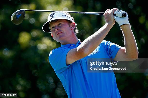 Brandt Snedeker hits a tee shot on the 6th hole during the second round of the Valspar Championship at Innisbrook Resort and Golf Club on March 14,...