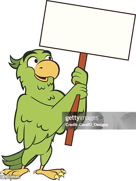parakeet - holding sign - parakeet stock illustrations