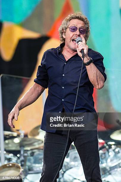 Roger Daltrey of The Who performs at the Barclaycard British Summertime gigs at Hyde Park on June 26, 2015 in London, England.