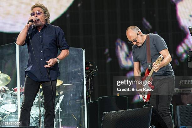 Roger Daltrey and Pete Townshend of The Who perform at the Barclaycard British Summertime gigs at Hyde Park on June 26, 2015 in London, England.