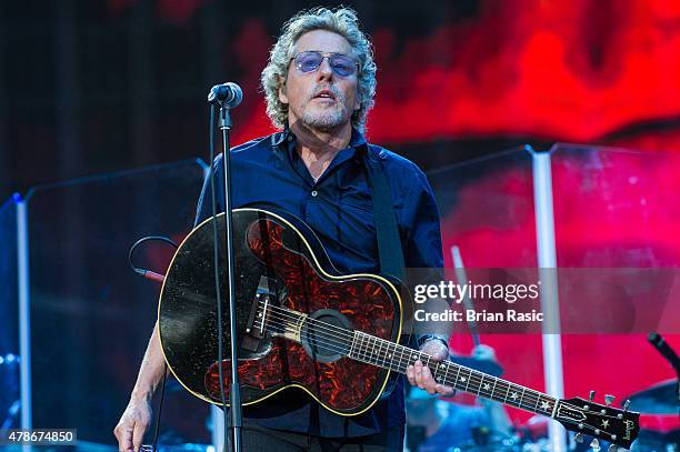 Roger Daltrey of The Who performs at the Barclaycard British Summertime gigs at Hyde Park on June 26, 2015 in London, England.