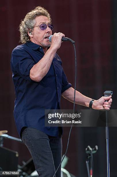 Roger Daltrey of The Who performs at the Barclaycard British Summertime gigs at Hyde Park on June 26, 2015 in London, England.