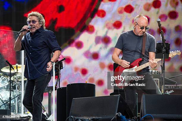 Roger Daltrey and Pete Townshend of The Who perform at the Barclaycard British Summertime gigs at Hyde Park on June 26, 2015 in London, England.