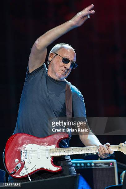 Pete Townshend of The Who performs at the Barclaycard British Summertime gigs at Hyde Park on June 26, 2015 in London, England.