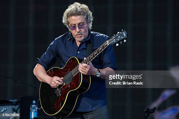 Roger Daltrey of The Who performs at the Barclaycard British Summertime gigs at Hyde Park on June 26, 2015 in London, England.