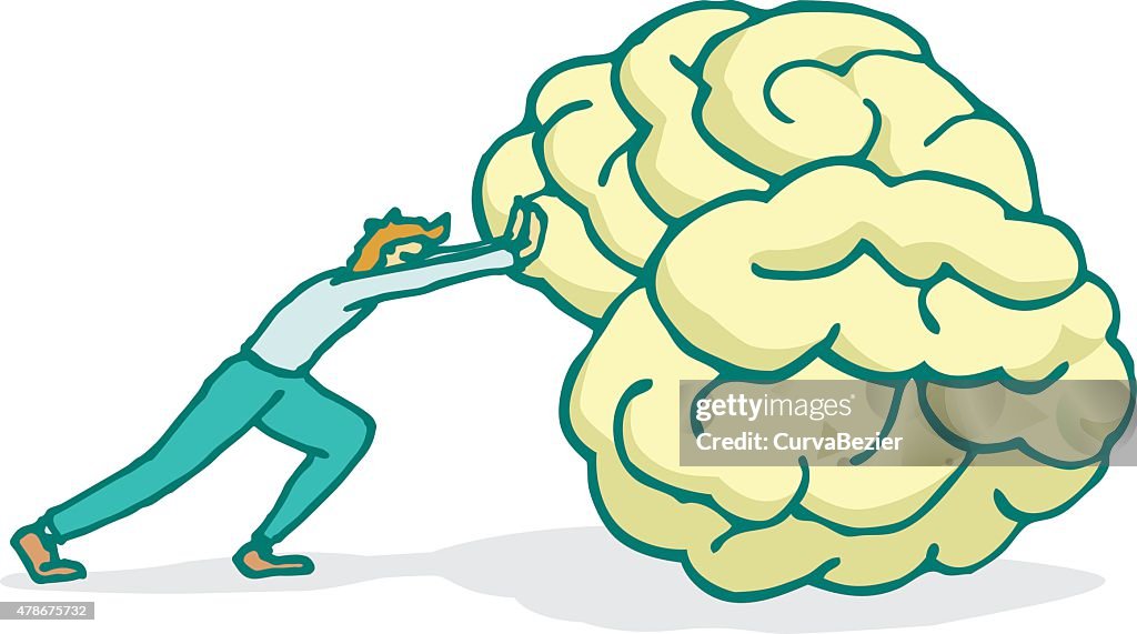 Man Pushing A Huge Brain Forward High-Res Vector Graphic - Getty Images