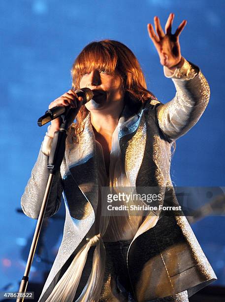 Florence Welch of Florence And The Machine performs headlining the Pyramid Stage at the Glastonbury Festival at Worthy Farm, Pilton on June 26, 2015...