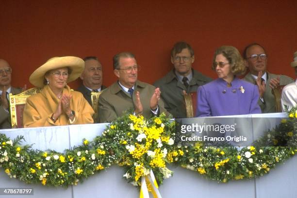 King Albert of Belgium and Queen Paola attend the Beatification Ceremony for Blessed Father Damien held by Pope John Paul II at the Basilica of the...