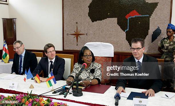 Commissioner Andris Piebalgs, French Development Minister Pascal Canfin, the President of the Central African Republic, Catherine Samba-Panza and...