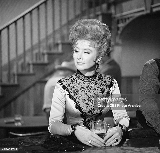 Amanda Blake as Kitty Russell on the GUNSMOKE episode, "Chicken." Image dated May 12, 1964.