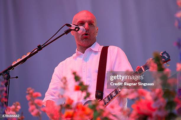 Jon Hudson of Faith No More performs onstage during the second day of the Bravalla Festival on June 26, 2015 in Norrkoping, Sweden.