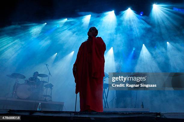 Seinabo Sey performs onstage during the second day of the Bravalla Festival on June 26, 2015 in Norrkoping, Sweden.