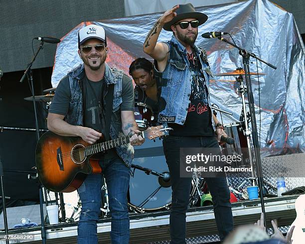 Recording Artists LOCASH Chris Lucas and Preston Brust during Kicker Country Stampede - Day 2 on June 26, 2015 at Tuttle Creek State Park in...