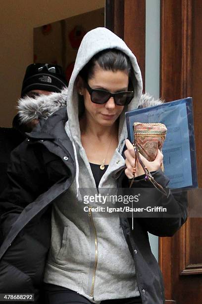 Sandra Bullock is seen leaving her home on January 19, 2011 in New York City.