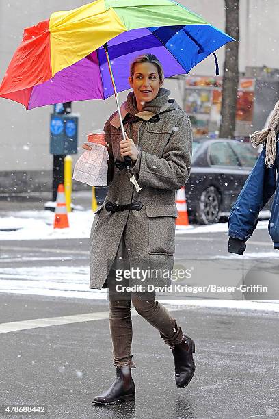 Kelly Rutherford is seen on the set of 'Gossip Girl' on January 25, 2011 in New York City.