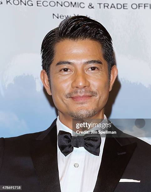 Actor/singer Aaron Kwok attends the opening night reception 2015 New York Asian Film Festival at Walter Reade Theater on June 26, 2015 in New York...