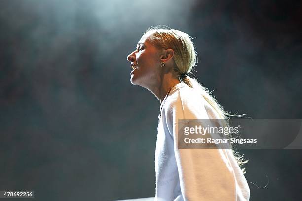 Silvana Imam performs onstage during the second day of the Bravalla Festival on June 26, 2015 in Norrkoping, Sweden.