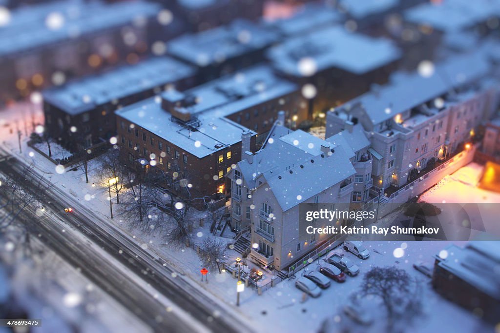 Toy-ronto's Snowy Morning at Blue Hour