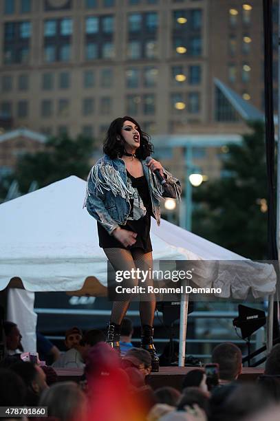 Adore Delano performs at New York City Pride 2015 - Rally at Pier 26 on June 26, 2015 in New York City.