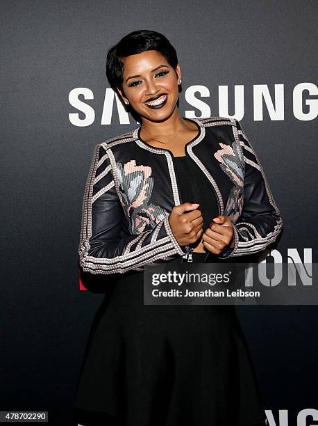 Singer/songwriter RaVaughn attends a Roc Nation curated Samsung exclusive concert at Samsung Studio LA on June 26, 2015 in Los Angeles, California.