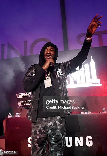 Recording artist Meek Mill performs onstage at a Roc Nation curated Samsung exclusive concert at Samsung Studio LA on June 26, 2015 in Los Angeles,...