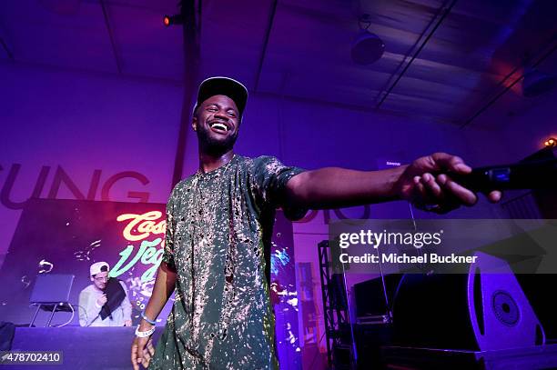 Rapper Casey Veggies performs onstage at a Roc Nation curated Samsung exclusive concert at Samsung Studio LA on June 26, 2015 in Los Angeles,...